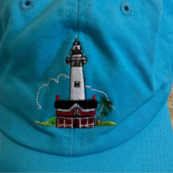 Turquoise Embroidered Lighthouse Baseball Hat Garment Washed Cotton -OSFM - Picture 3 of 8